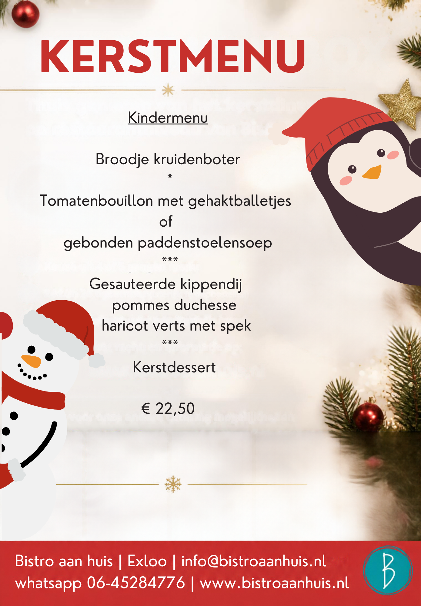 Kindermenu kerst
